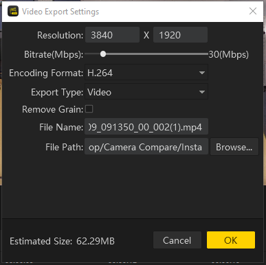 Video Export Settings